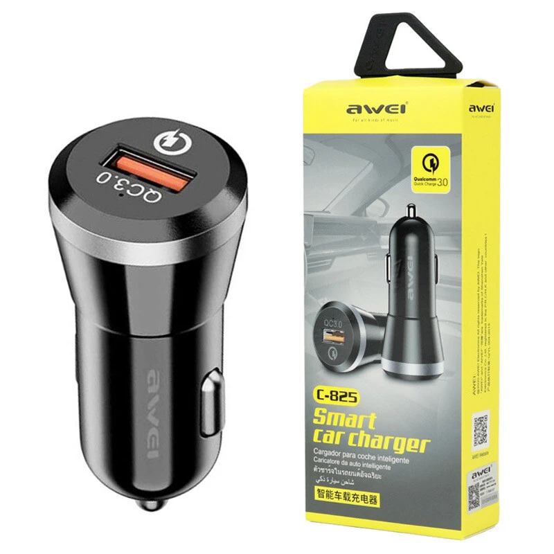 شارژر فندکی فست شارژ Awei C-825 QC3.0 3A