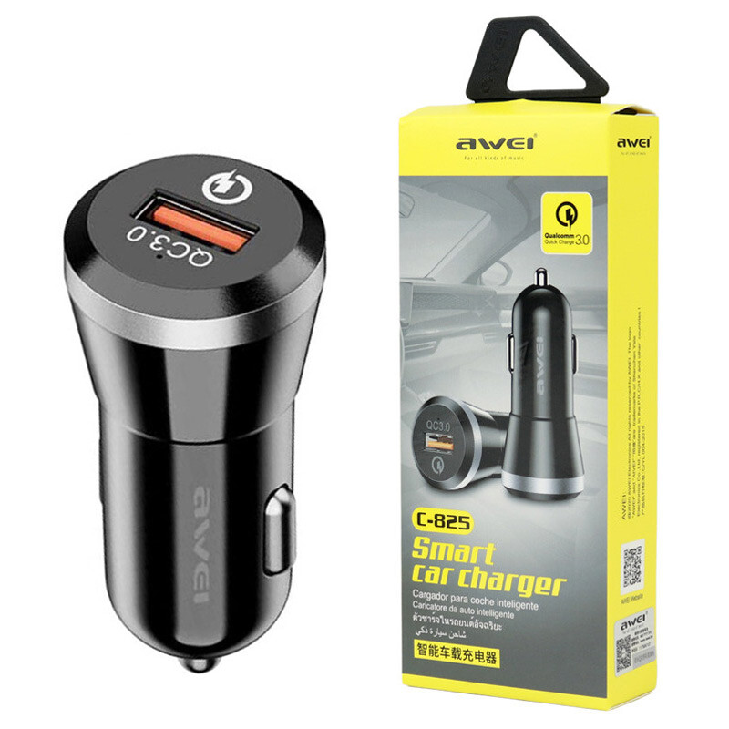 شارژر فندکی فست شارژ Awei C-825 QC3.0 3A PD