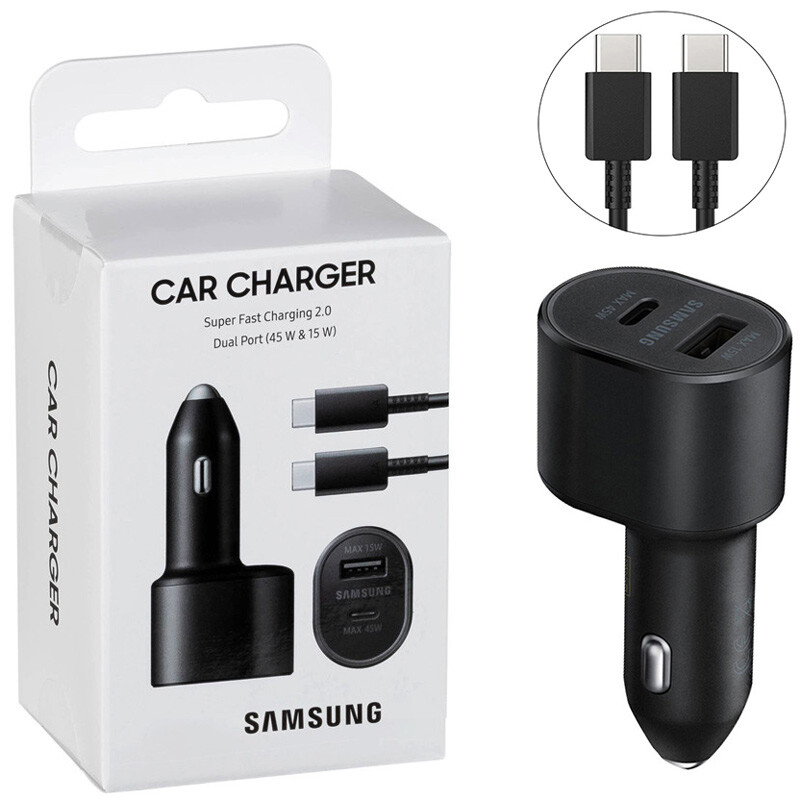 شارژر فندکی فست شارژ Samsung EP-L500 QC3.0 3A PD 45W + کابل تایپ سی