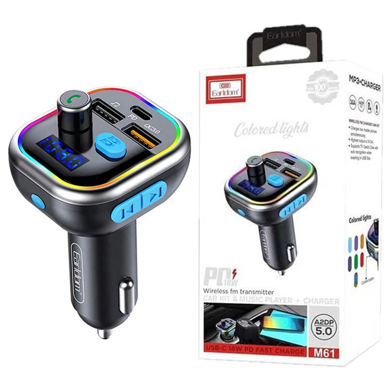 شارژر فندکی + FM Player بلوتوثی Earldom ET-M61 PD QC3