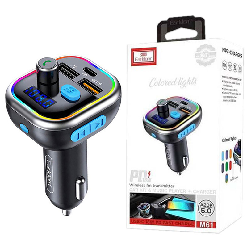 شارژر فندکی + FM Player بلوتوثی Earldom ET-M61 PD QC3