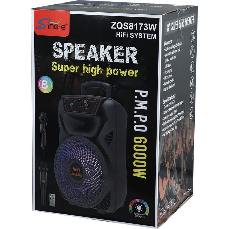 اسپیکر بلوتوثی سینگ ای ZQS8173W + میکروفون و ریموت کنترل