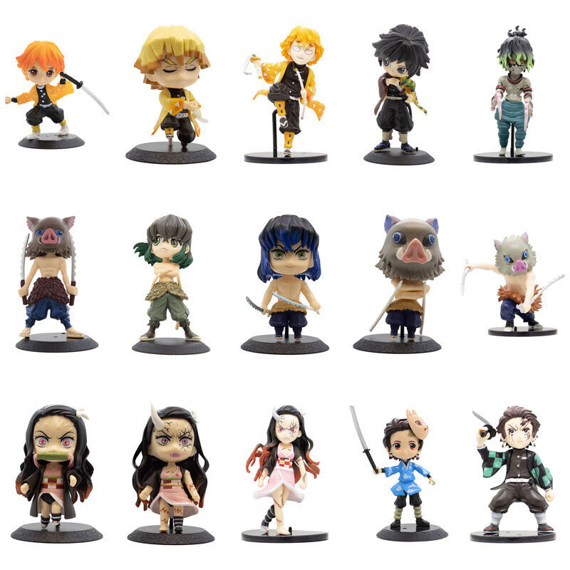 اکشن فیگور کیوپاسکت طرح Deamon Slayer پایه‌ دار بسته 8 عددی