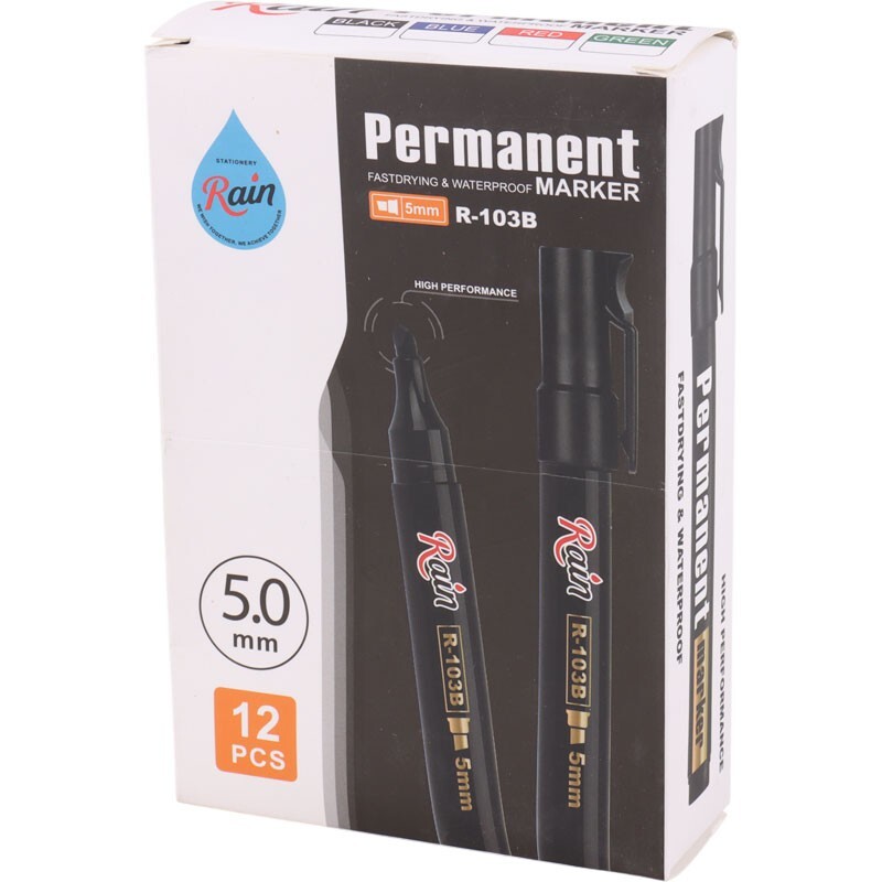 ماژیک معمولی رین نوک تخت R-103B بسته 12 عددی