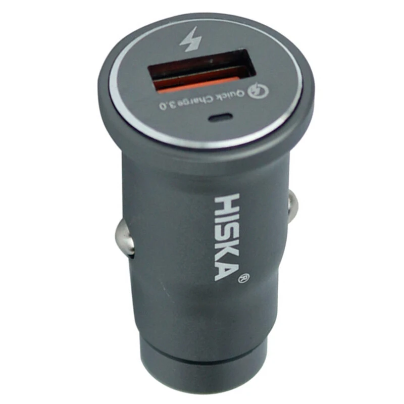 شارژر فندکی فست شارژ Hiska CC-301Q QC3 3A + کابل Type-C