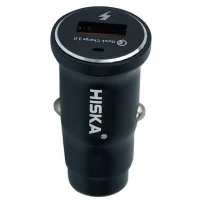 شارژر فندکی فست شارژ Hiska CC-301Q QC3 PD 3A + کابل میکرو یو اس بی