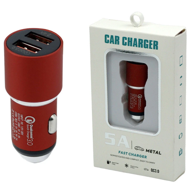 شارژر فندکی فست شارژ Metal Dual USB 5A QC3.0