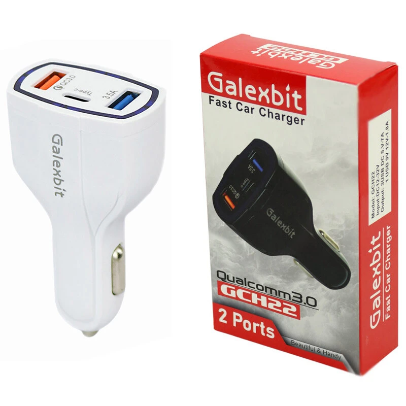 شارژر فندکی فست شارژ Galexbit GCH22 QC3.0 7A + کابل میکرو یو اس بی