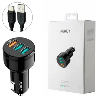شارژر فندکی فست شارژ Aukey CC-T11 QC3.0 3A PD 42W + کابل تایپ سی