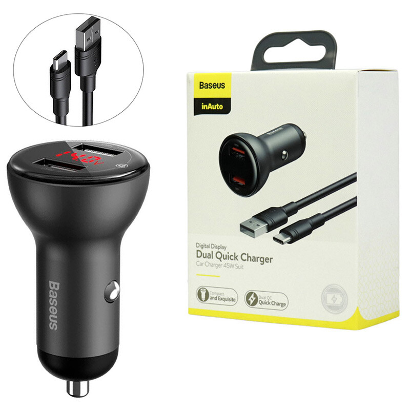 شارژر فندکی فست شارژ Baseus TZCCBX-B0G 5A PD 45W + کابل Type-C