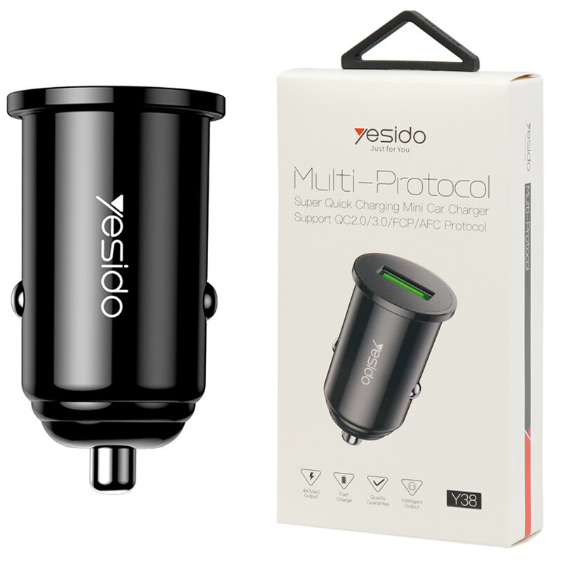 شارژر فندکی فست شارژ Yesido Y38 4A QC3.0 20W