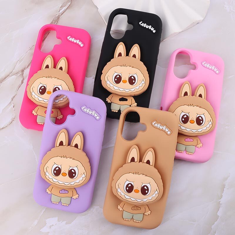 قاب سیلیکونی آیفون iPhone 16 پاپ سوکت دار طرح Labubu کد 1