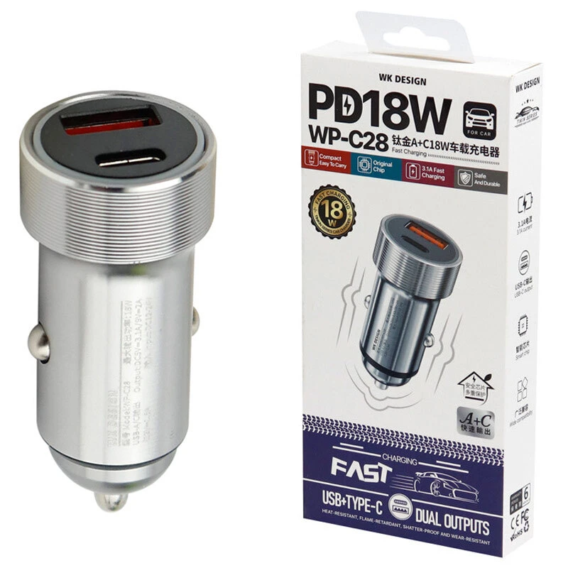 شارژر فندکی فست شارژ WK Design WP-C28 3.1A PD 18W