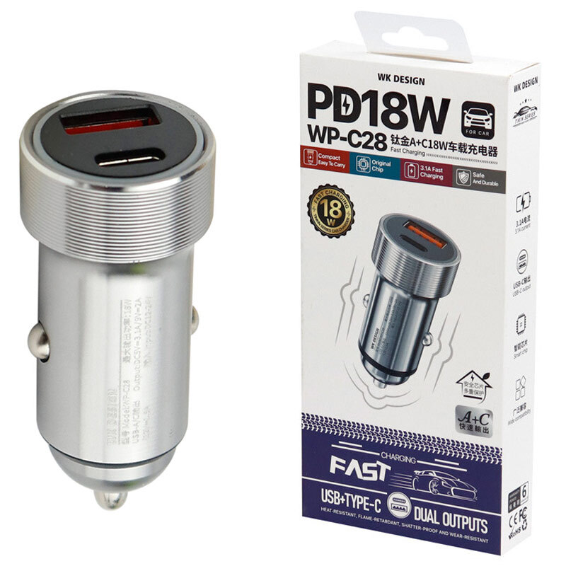 شارژر فندکی فست شارژ WK Design WP-C28 3.1A PD 18W