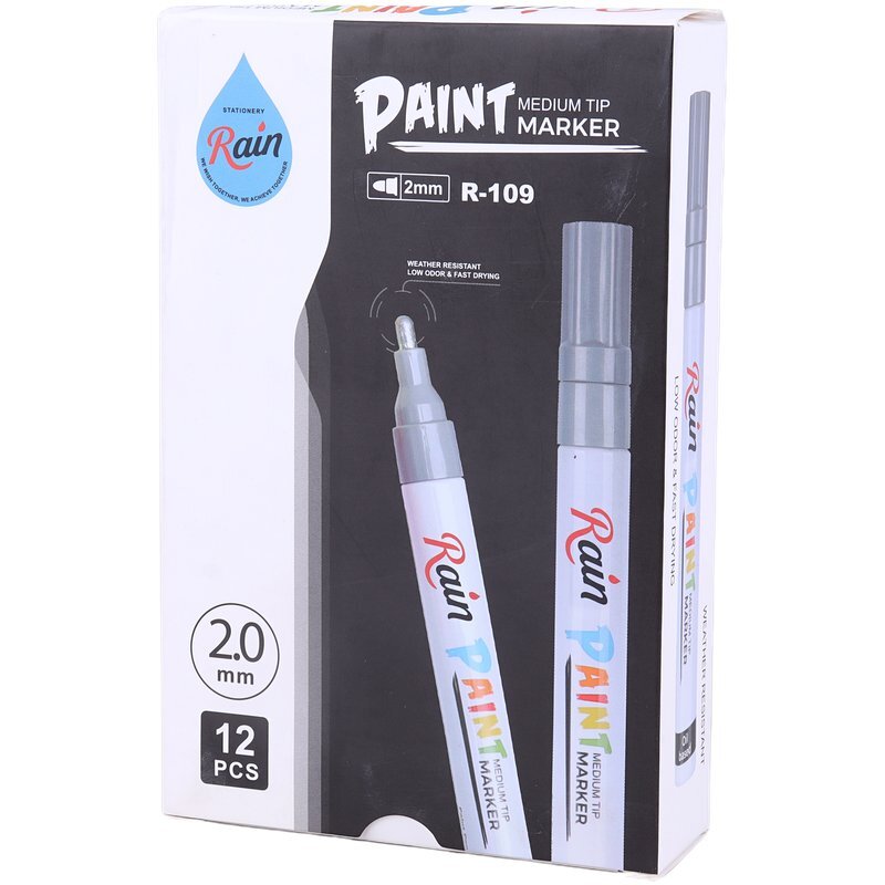 ماژیک متال مارکر رین R-109 نوک گرد بسته 12 عددی