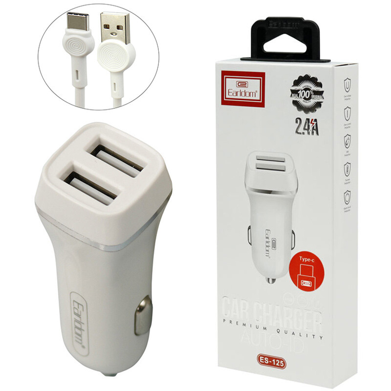 شارژر فندکی Earldom ES-125 2.4A + کابل Type-C