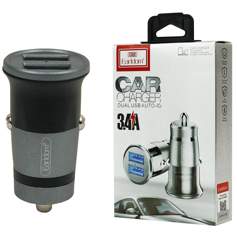 شارژر فندکی Earldom ES-136 3.4A + کابل میکرو یو اس بی