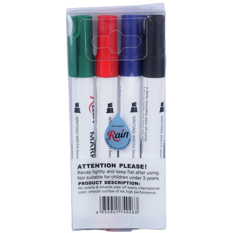 ماژیک وایت برد رین نوک تخت رنگی R-110B بسته 4 عددی