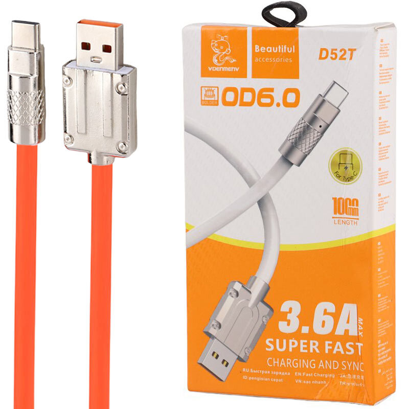 کابل تایپ سی فست شارژ 3.6 آمپر دنمن D52T طول 1 متر