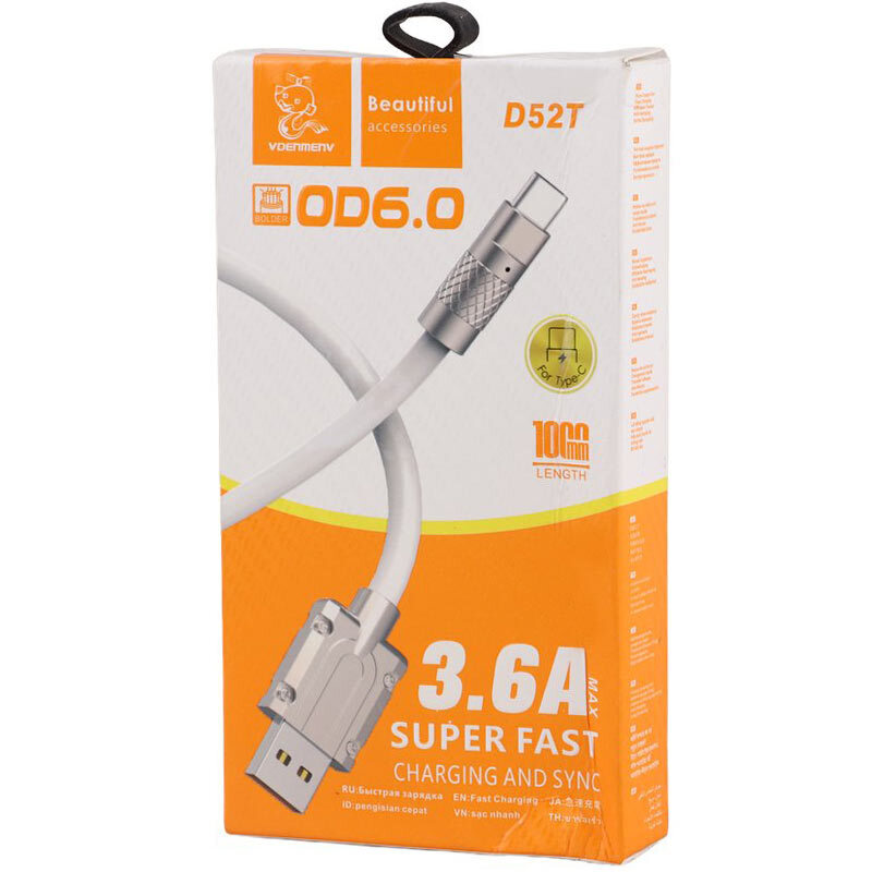 کابل تایپ سی فست شارژ 3.6 آمپر دنمن D52T طول 1 متر