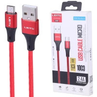 کابل میکرو یو اس بی فست شارژ 2.4 آمپر لیتو LD-44 طول 1 متر