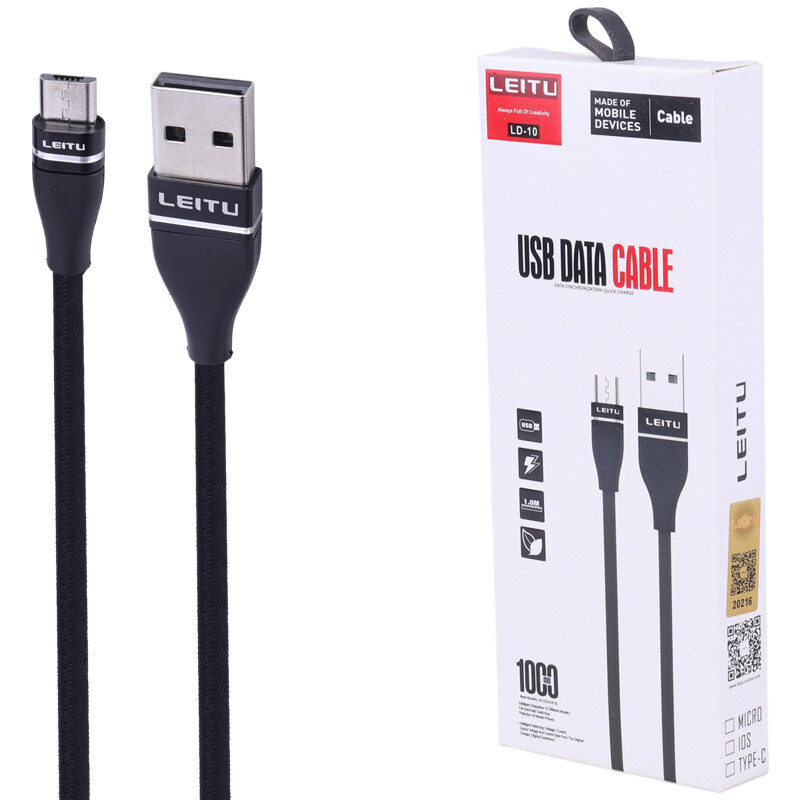 کابل میکرو یو اس بی فست شارژ لیتو LD-10 طول 1 متر
