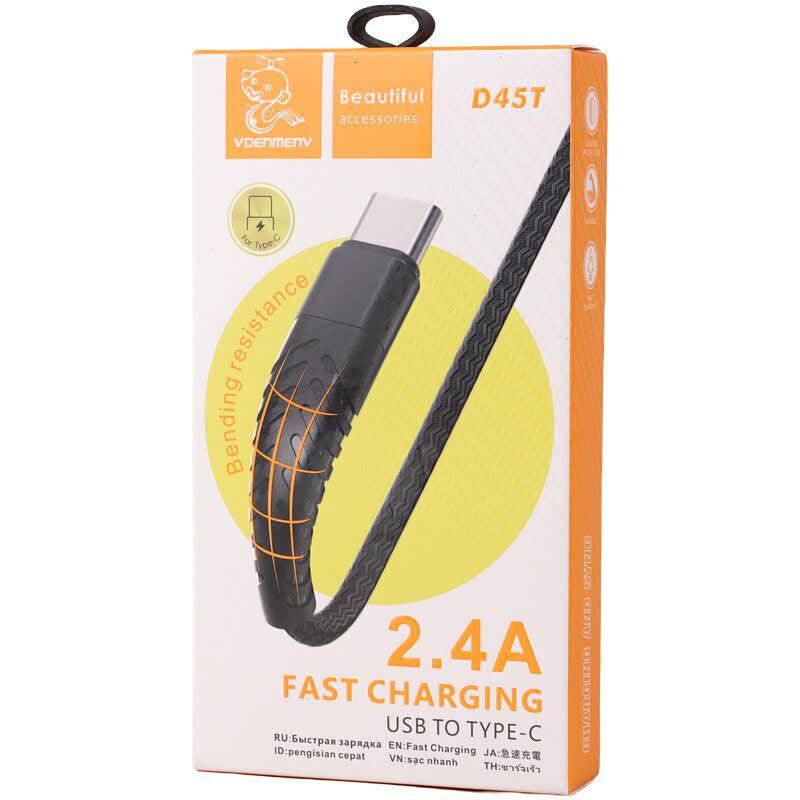 کابل تایپ سی فست شارژ 2.4 آمپر دنمن D45T طول 1 متر