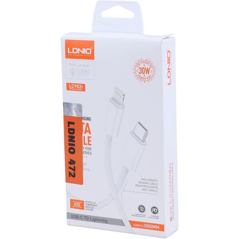 کابل تایپ سی به لایتنینگ فست شارژ 30 وات الدینیو LC902i طول 2 متر