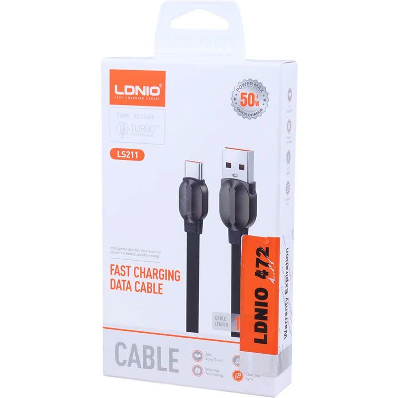کابل لایتنینگ فست شارژ 50 وات الدینیو LS211 طول 1 متر