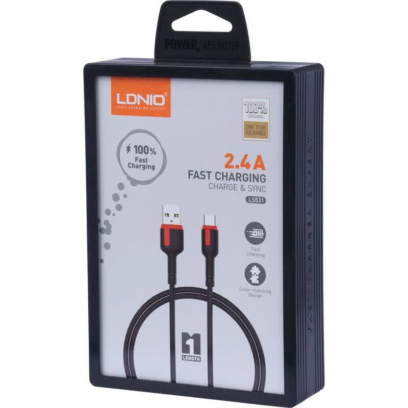 کابل تایپ سی فست شارژ 2.4 آمپر الدینیو LS531 طول 1 متر