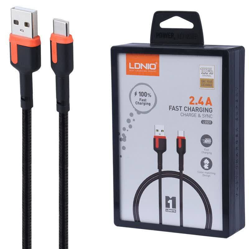 کابل تایپ سی فست شارژ 2.4 آمپر الدینیو LS531 طول 1 متر