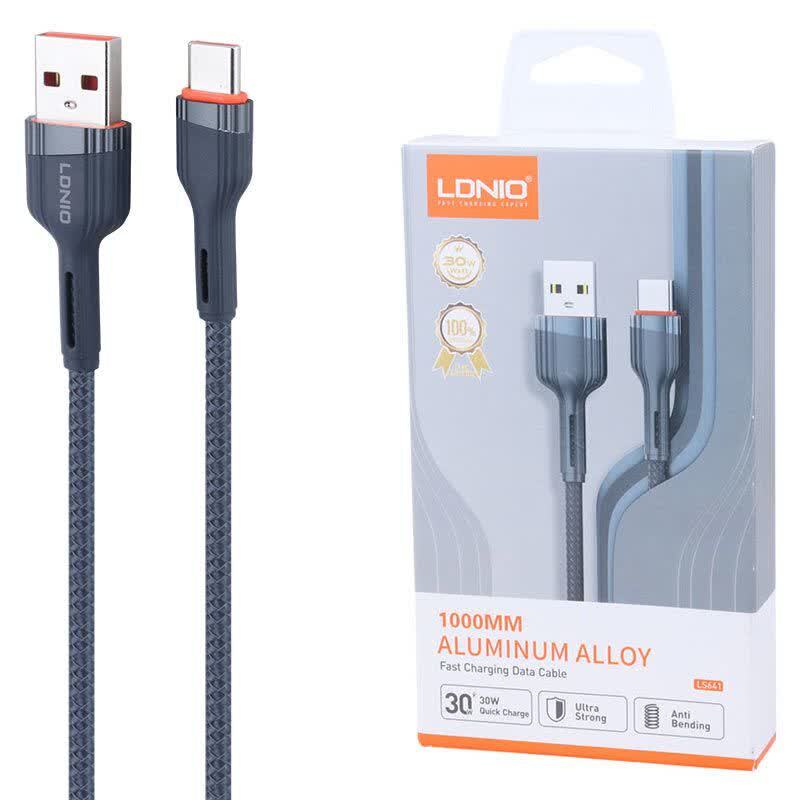 کابل تایپ سی فست شارژ 30 وات الدینیو LS641 طول 1 متر