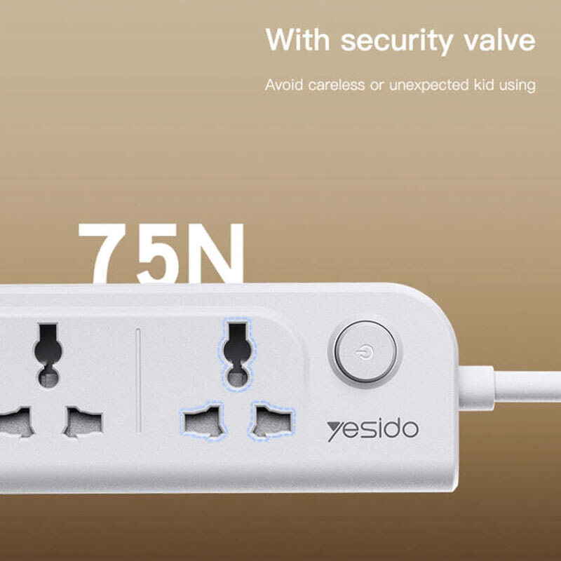 چند راهی 4 خانه برق یسیدو MC22 با کابل 3 متری + شارژر USB و Type-C