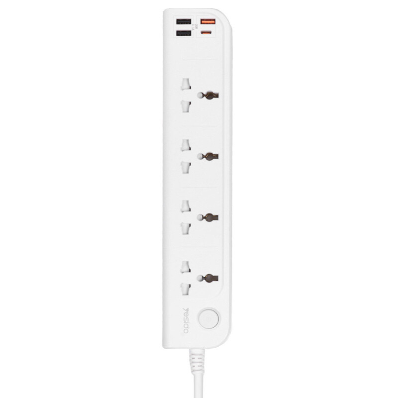 چند راهی 4 خانه برق یسیدو MC22 با کابل 3 متری + شارژر USB و Type-C