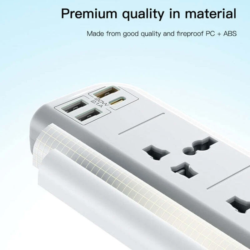 چند راهی 4 خانه یسیدو MC22 با کابل 3 متری + شارژر USB و Type-C
