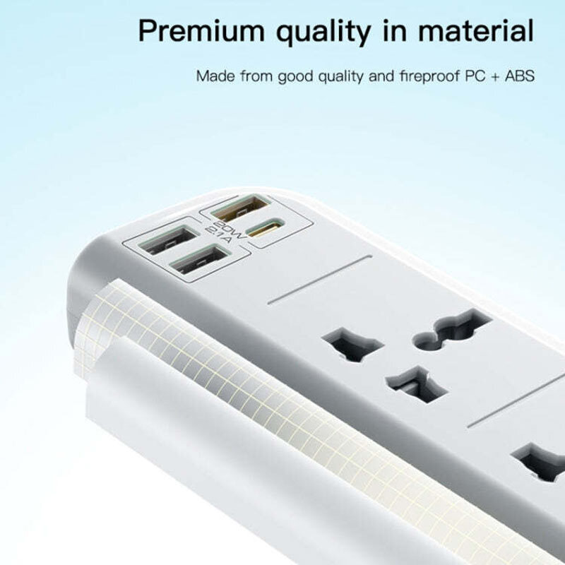 چند راهی 4 خانه برق یسیدو MC22 با کابل 3 متری + شارژر USB و Type-C