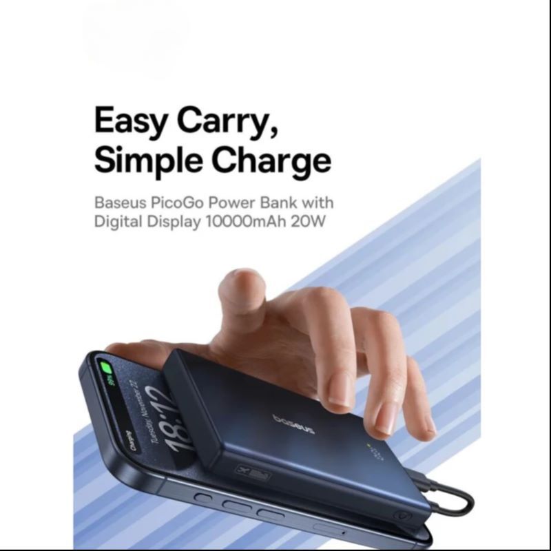 پاور بانک فست شارژ باسئوس PicoGo P10076801123 PD 20W ظرفیت 10000 میلی آمپر ساعت