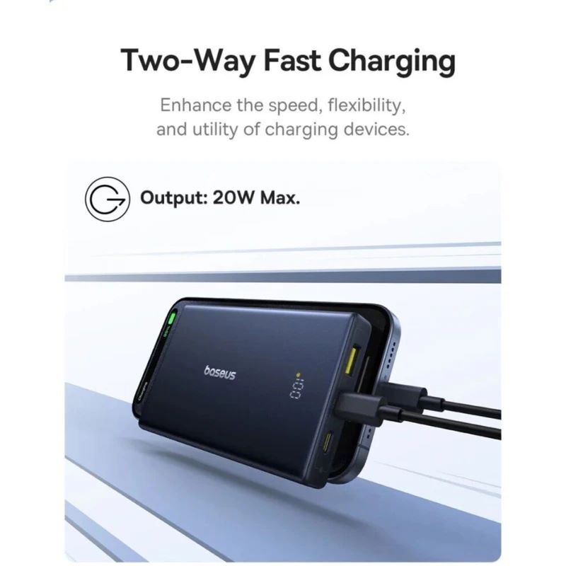 پاور بانک فست شارژ باسئوس PicoGo P10076801123 PD 20W ظرفیت 10000 میلی آمپر ساعت