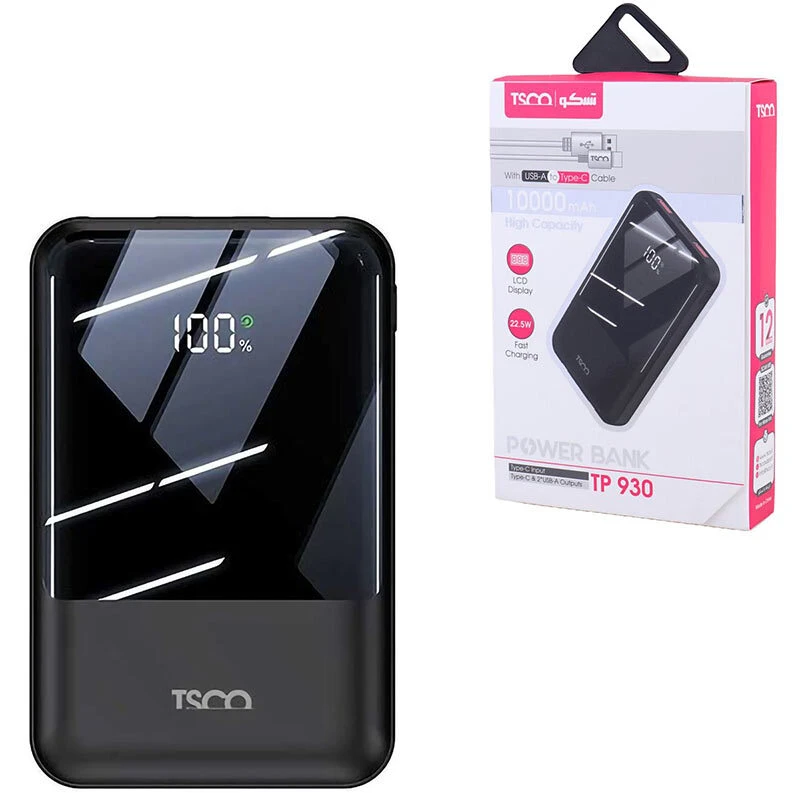 پاور بانک فست شارژ تسکو TP 930 PD 22.5W ظرفیت 10000 میلی آمپر ساعت