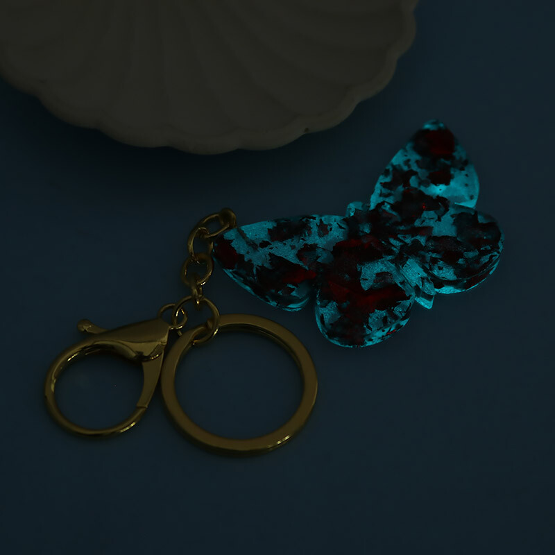 جاکلیدی رزینی گلد طرح پروانه شب تاب