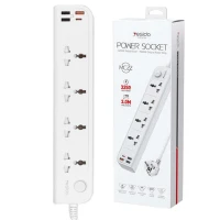 چند راهی 4 خانه برق یسیدو MC22 با کابل 3 متری + شارژر USB و Type-C