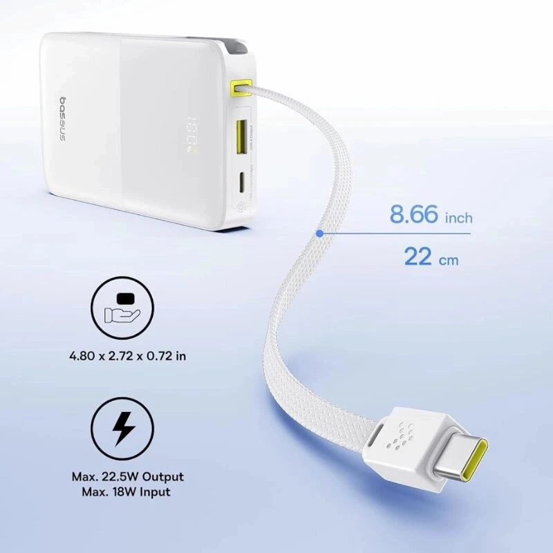 پاور بانک فست شارژ باسئوس EnerFill FC51 Bipow2 Pro E0027600 PD 22.5W ظرفیت 10000 میلی آمپر ساعت