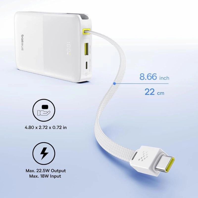 پاور بانک فست شارژ باسئوس EnerFill FC51 Bipow2 Pro E0027600 PD 22.5W ظرفیت 10000 میلی آمپر ساعت