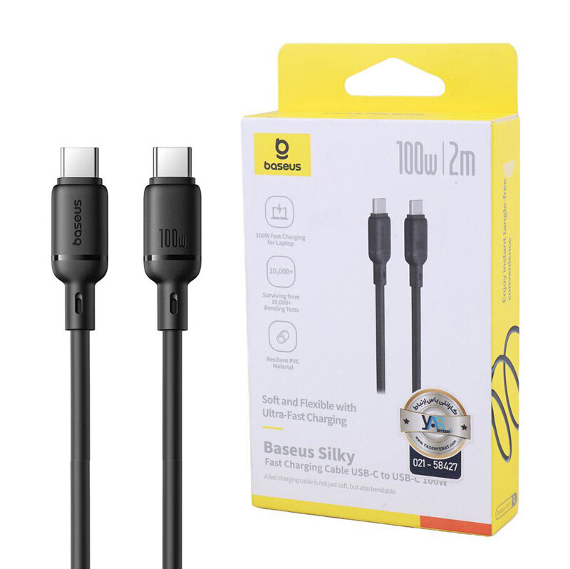 کابل دو سر تایپ سی فست شارژ 100 وات باسئوس P10377704113 طول 2 متر