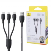کابل سه سر فست شارژ 3.5 آمپر باسئوس P10376303121 طول 1.3 متر