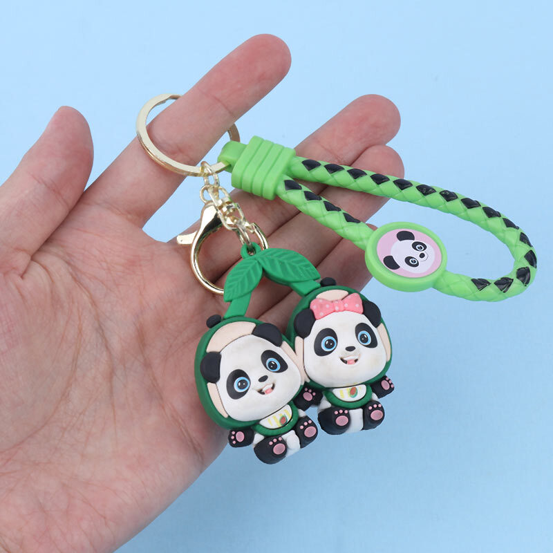 جاکلیدی سیلیکونی گلد طرح پاندا + بند آویز