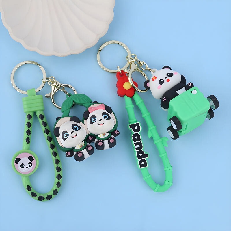 جاکلیدی سیلیکونی گلد طرح پاندا + بند آویز