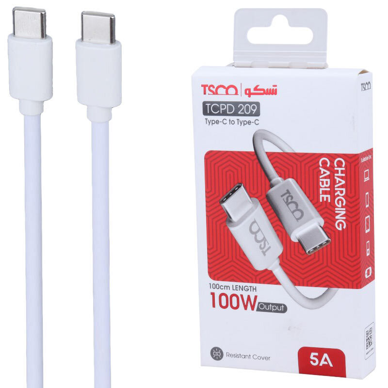 کابل دو سر تایپ سی 100 وات تسکو TCPD 209 طول 1 متر