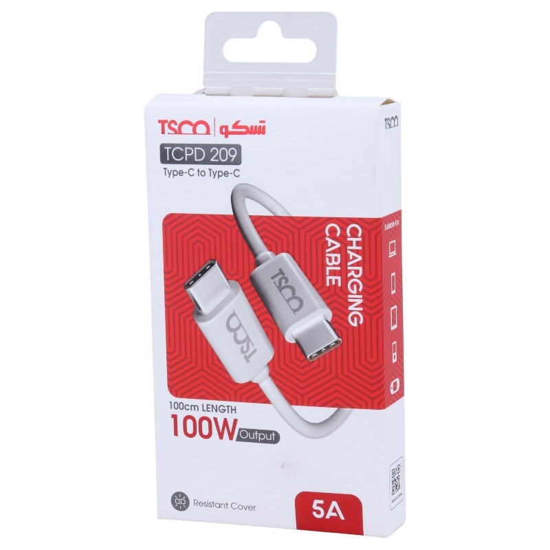 کابل دو سر تایپ سی 100 وات تسکو TCPD 209 طول 1 متر