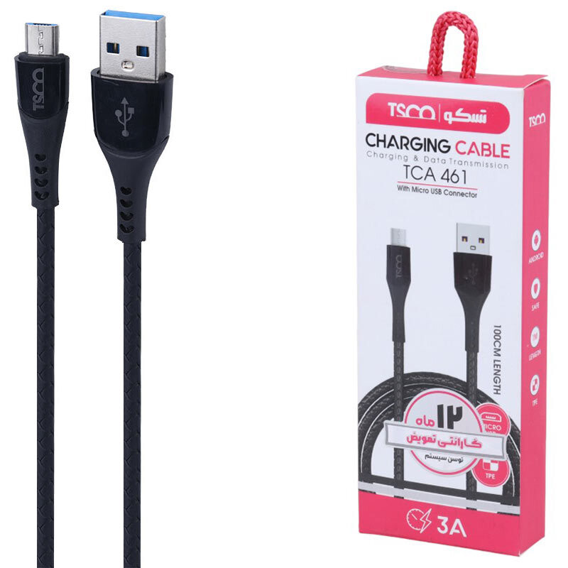 کابل میکرو یو اس بی 3 آمپر تسکو TCA 461 طول 1 متر